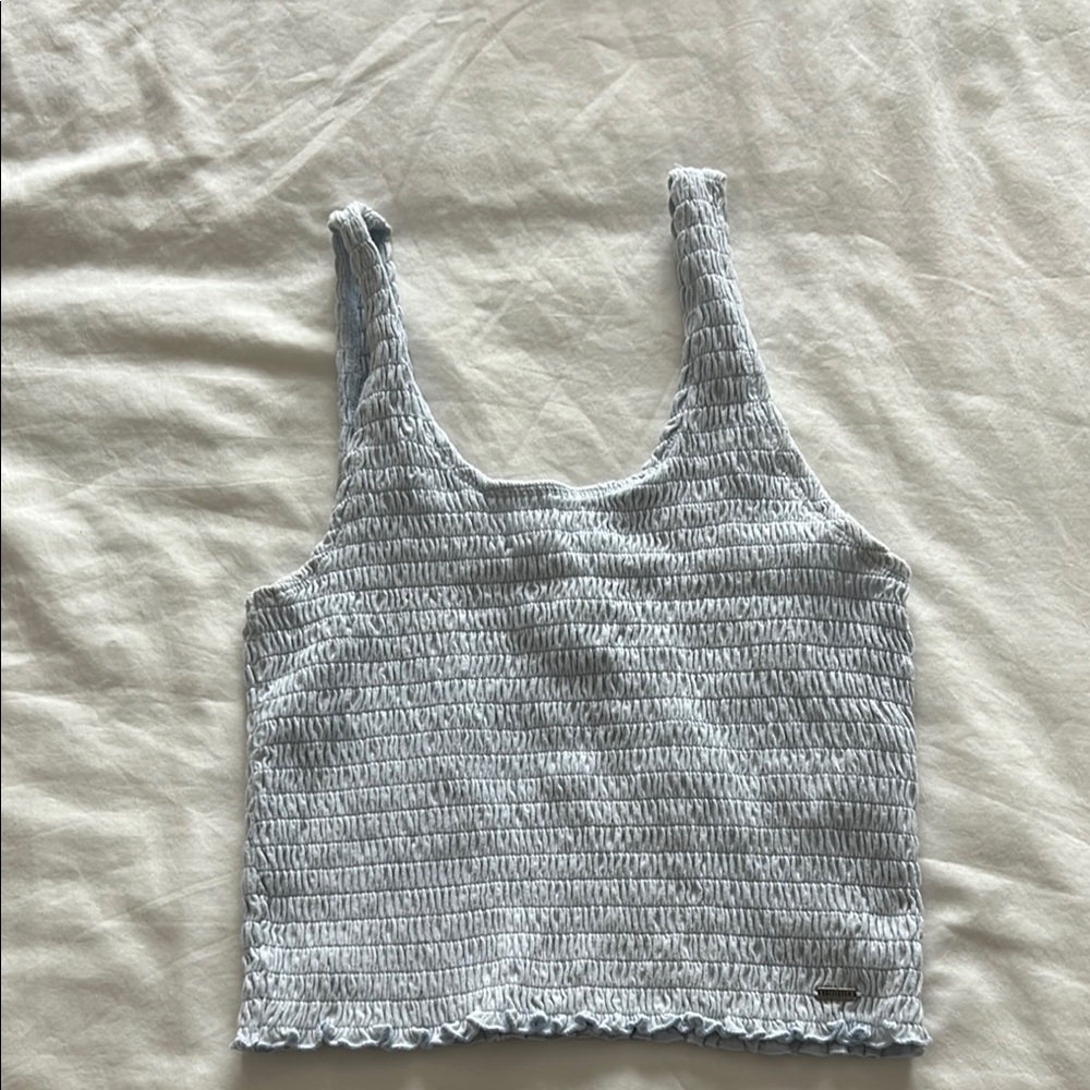 Hollister Blue Ribbed Crop Tank Top